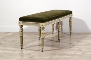 Banc neoclassique en bois laqué, Piémont, fin du XVIIIe siècle - Foto 7