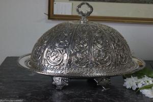 Porta-alimentos em prata Sheffield, travessa de prata.
