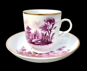 Porcelain cup, decoration with 'red landscapes' Doccia Ginori Manufacture, second period (Lorenzo Ginori)