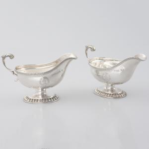 Par de salseras de plata de ley Jorge III, William Frisbee, Londres, 1810