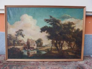 DIPINTO OLIO SU TELA DI PAESAGGIO EPOCA 800 cm 167xH115