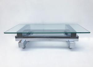 Mesa de centro - David Hicks - aço e cristal