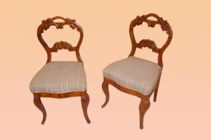 Group of beautiful Northern European Biedermeier style chairs in blond mahogany