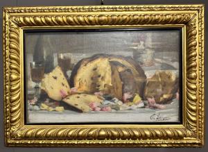 Emilio Longoni, Panettone, olio su tela