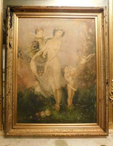  pan295 - quadro dipinto olio su tela, firmato da "R. Wilson", cm l 118 x h 148 
