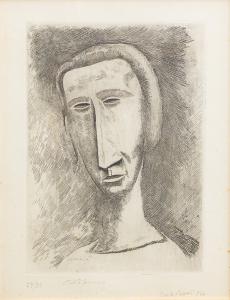 Etching by Carlo Carrà, "Head of a Woman," 23/25 copies, 1924