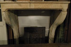 chp310 - Burgundy stone fireplace, cm W 149 x H 157