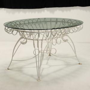 Mesa de Jardim Vintage em Ferro Esmaltado Branco Itália Anos 60 Original