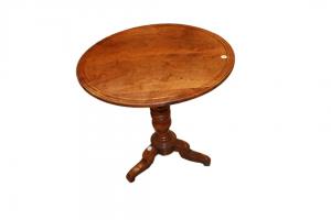 Tavolino a Vela Circolare Francese in Legno di noce seconda metà 1800