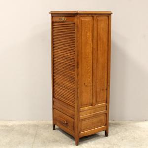Antique oak roll-top archive filing cabinet - Foto 6