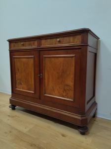Umbertine sideboard in walnut and burr walnut - late 19th century - pantry - small buffet