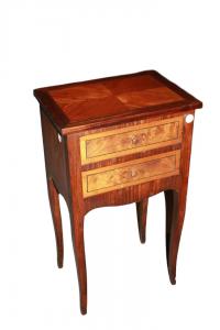 Late 19th-century French Transition style bedside table in Bois de Rose and Walnut wood