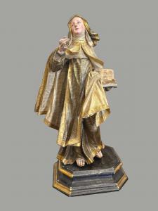 Polychrome wooden sculpture depicting Saint Teresa of Avila, Spain late 17th early 18th century
