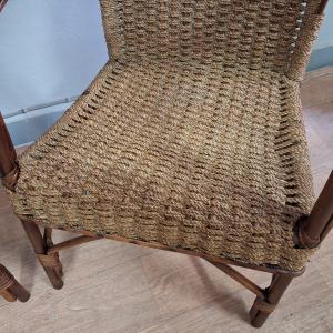 Rara coppia di poltrone poltroncine in bamboo e corda , originali anni '40 - Foto 6
