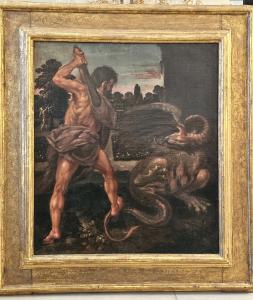 Hercules slaying the Hydra, Emilian school, 17th century