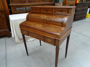 Elegante ribalta in palissandro intarsiata acero Napoleone III 1880 Francia