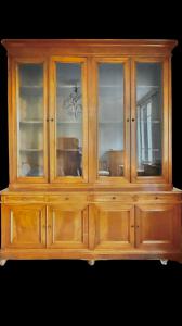 Large sideboard-bookcase in light walnut wood.