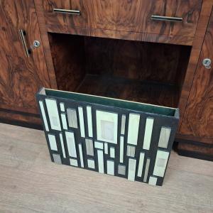 Piccola credenza art deco in noce bionda fiammata originale anno 1930-40 - Foto 5