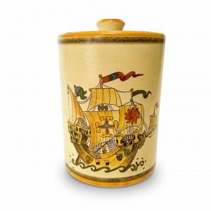 Lenci Torino Jar With Galleon and Good Luck circa 1940