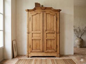 Arched Wardrobe Limed Poplar Wood - Restoration Included_car 3393