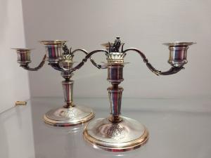   Candelabri in argento blasone Talleyrand Francia 1830