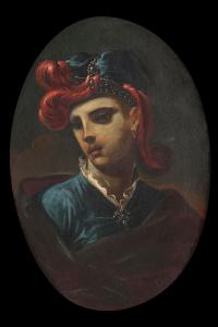 Giacomo Bolognini  (Bologna, 1664 - 1734)   Ritratto di giovane con cappello piumato