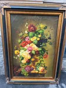 Schönes Gemälde, Blumen mit alter Rahmen