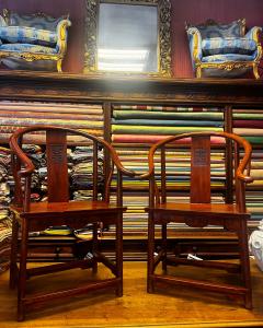 Pairs of 1920s oriental chairs.