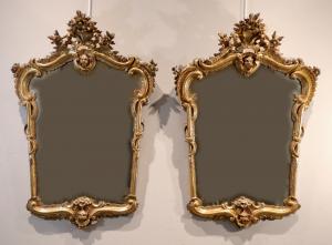 Pair of Rocaille mirrors, Naples 18th century