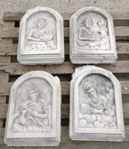 Set di 4 Mattonelle in Marmo d'Istria raffigurante i 4 Evangelisti - Venezia - fine 19° secolo - 33 x 45 cm