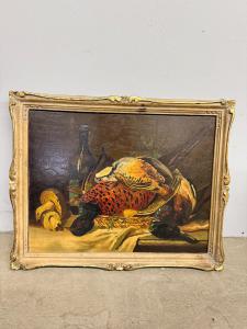 Altes Öl auf Leinwand, Stillleben mit Wild, 1940, 42x51cm