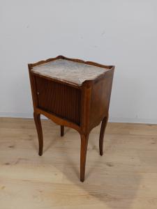 Comodino francese in bois de rose con marmo rosa - stile Luigi XV - fine '800