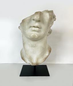 "Fragment of Apollo's Head" sculpture - resin and black metal