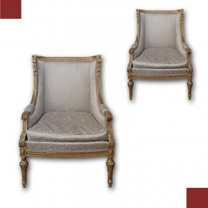 PAR DE FAUTEUILS BERGÈRE XIX SIÈCLE