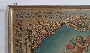 DIPINTO CON ALLEGORIA DI PUTTO ALATO FINE XVIII SECOLO - Foto 6
