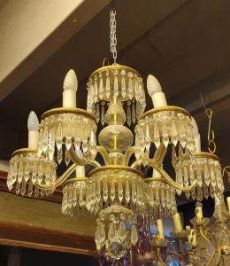 lamp153 Liberty-Kronleuchter mit 6 Armen und Kristallen, Maße: 55 x 60 cm H