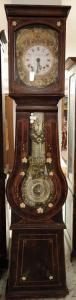 Antico orologio a colonna francese del 1800 in legno dipinto