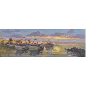 Dipinto italiano "Barche al crepuscolo"- O/6526