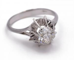 Anello in oro bianco e brillante 1940 circa