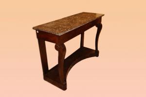 French Empire style mahogany console table from the 1800s with marble top