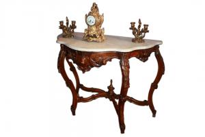 Consolle Genovese Italiana Stile Luigi Filippo in Legno di Noce del 1800