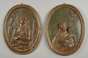 Magdalene and Madonna with Child, pair of plaques, Lombardy 18th century