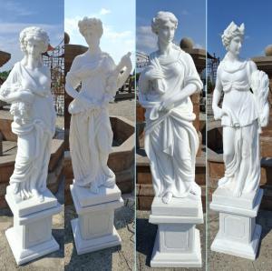 Marble four seasons statues with base - Height with pedestal 160 cm