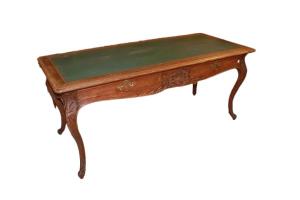 Tavolo Scrivania Con Piano in Pelle in Legno di Rovere Stile Provenzale 1800