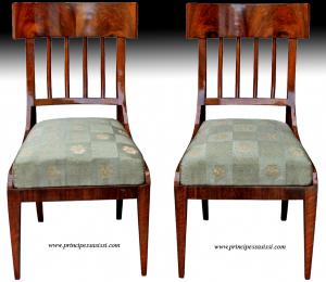 Mirabile coppia di poltroncine del primo biedermeier viennese. Vienna, 1815-20 c.a, cerchia degli ebanisti vicini a Joseph Danhauser