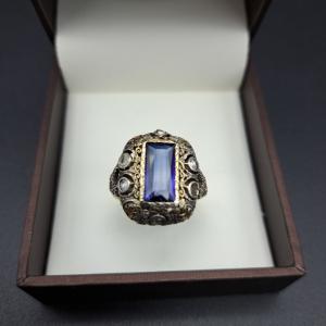 ANELLO ANTICO DEI PRIMI DEL XX IN ORO 18 K. E ARGENTO