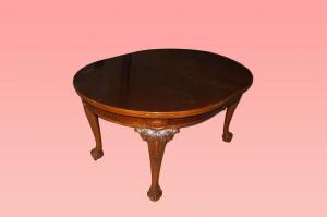 Mesa oval extensível inglesa estilo Chippendale do século XIX