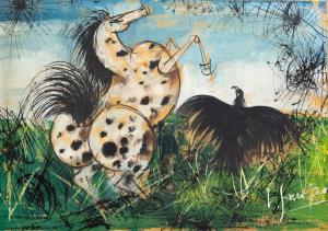 Luigi Spazzapan, "Animali in lotta", Tempera auf Karton, Erste Hälfte des 20. Jahrhunderts