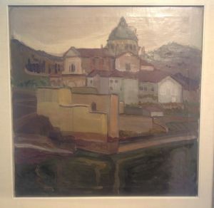 Alfredo Gauro Ambrosi, Rome, 1901 - Verona, 1945, The Basilica of San Giorgio in Verona, oil on canvas, 65 x 63 cm.