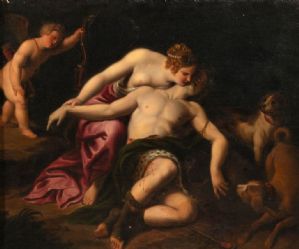 Scuola italiana, XVIII secolo, "Venere e Adone"